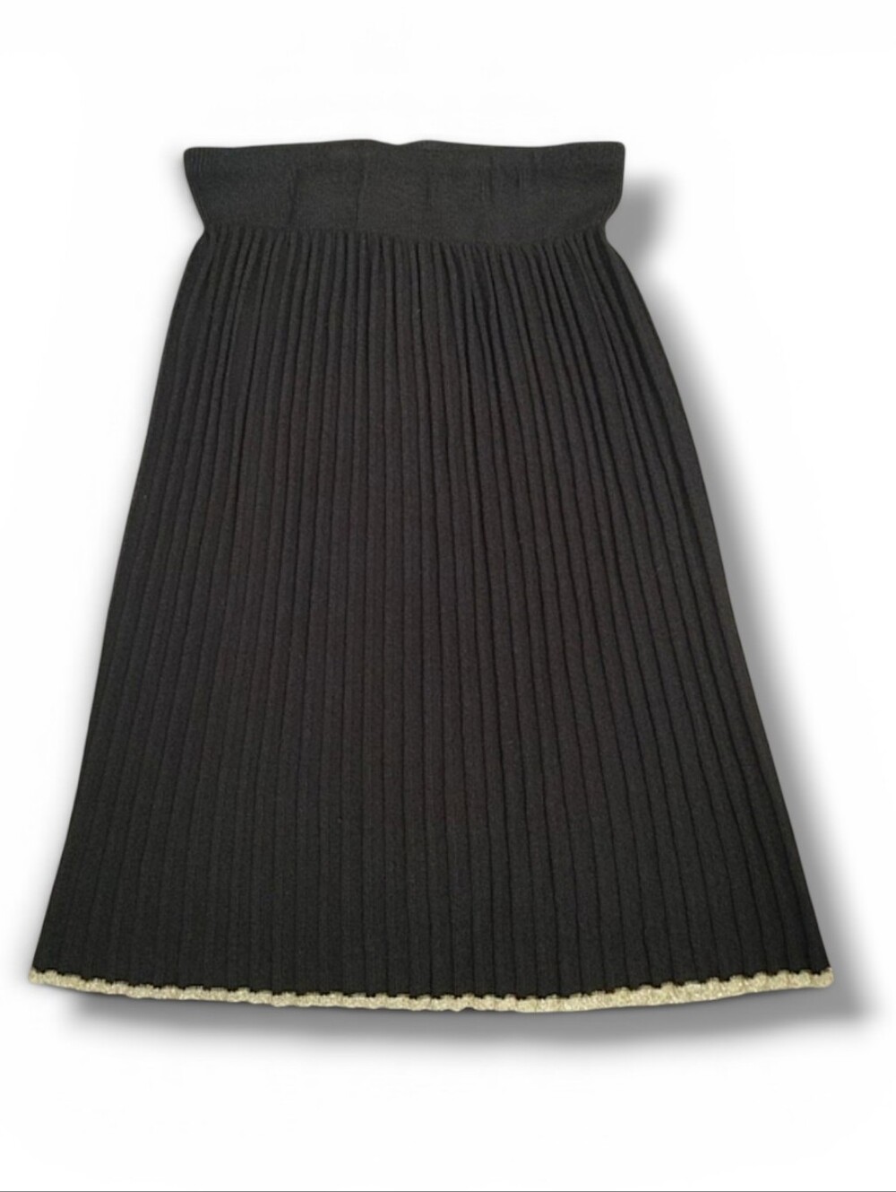 Vintage Black Pleated Sweater Knit Midi Skirt Late 70s ILGWU size 8 EUC